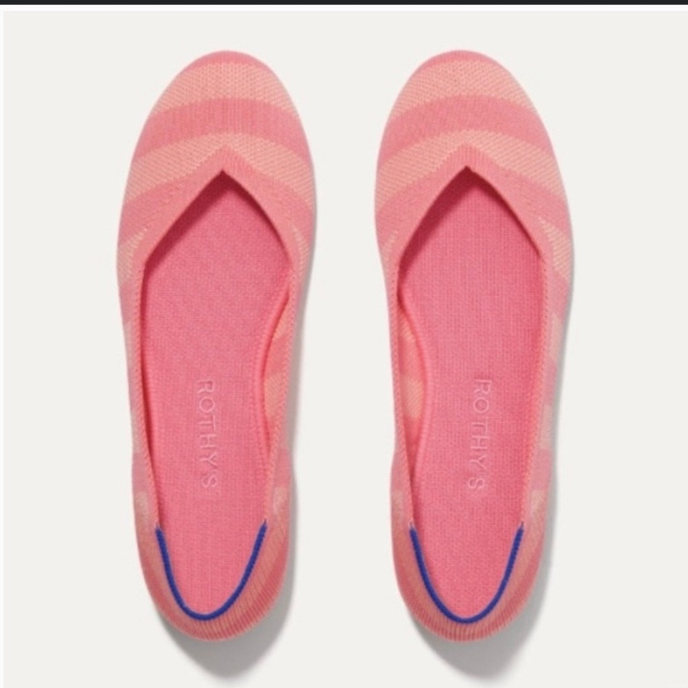 Rothy’s The Flat in Macaron pink Stripe Limited Edition Women’s Size 8 ballet